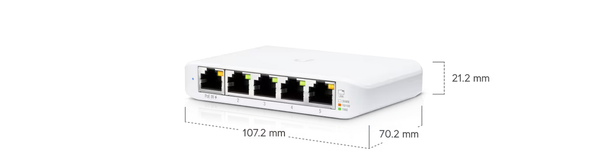 Ubiquiti UniFi Switch Flex Mini USW-Flex-Mini 5-port Gigabit Ethernet switch with PoE input USB-C power and 5Gbps non-blocking throughput