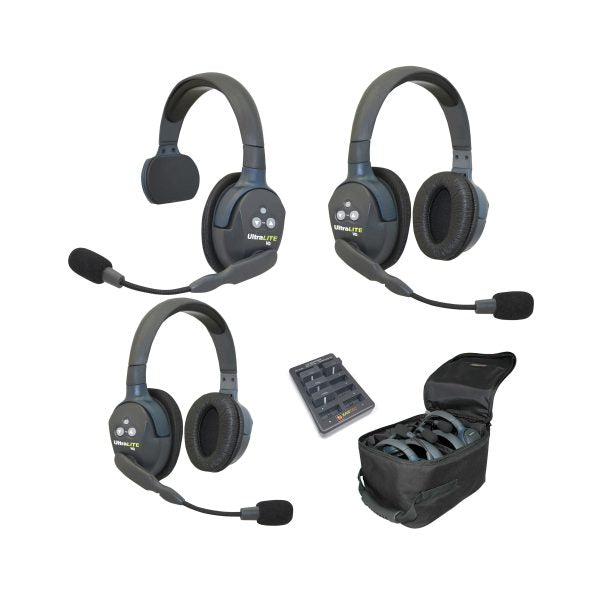 Eartec UltraLITE HD UL312-HD 3-User Single & Dual-Ear Combo Wireless Intercom System