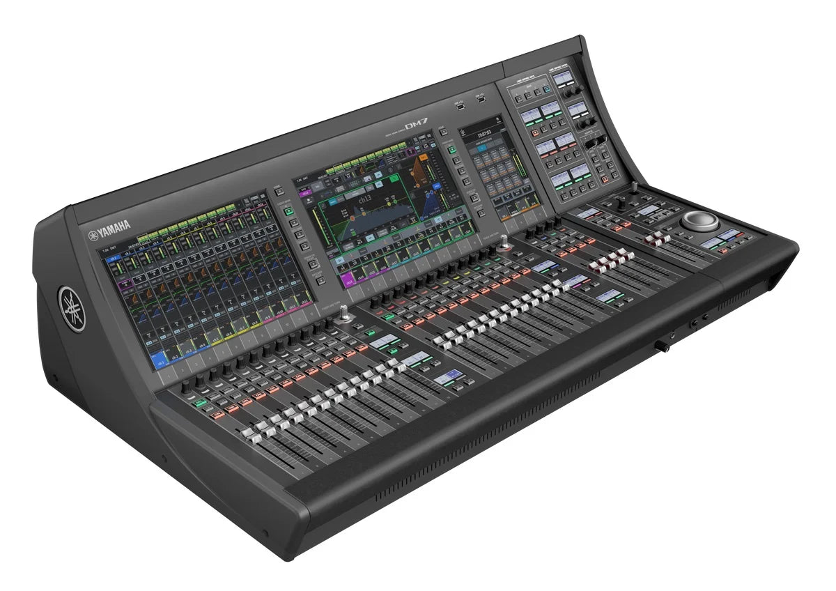 Yamaha DM7-EX Digital Mixing Console with Expansion Controller 120 mono channels Dante 144 in 144 out 28 faders and multi-touch screens