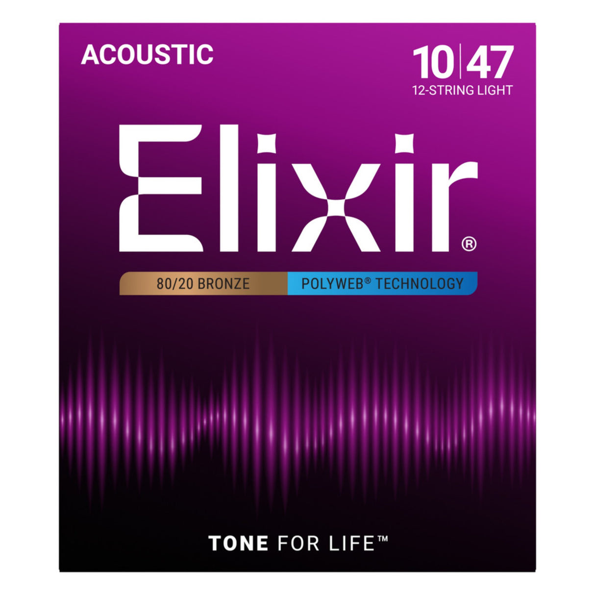 Elixir 11150 80/20 Bronze POLYWEB 12-String Acoustic Guitar Strings - Light (10-47)