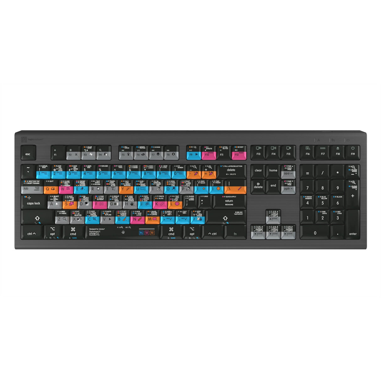 Logickeyboard Adobe Grap. Des. Ps + Id + Ai Mac ASTRA 2 Backlit Shortcut Keyboard