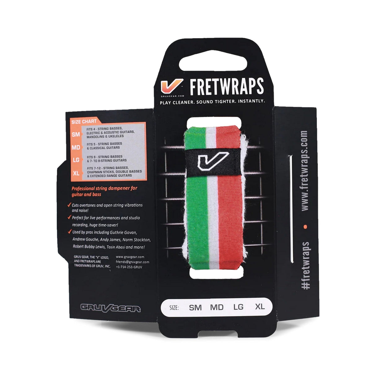 Gruv Gear FretWraps String Muter World Flags 1-Pack Large Green/White/Red - accessories