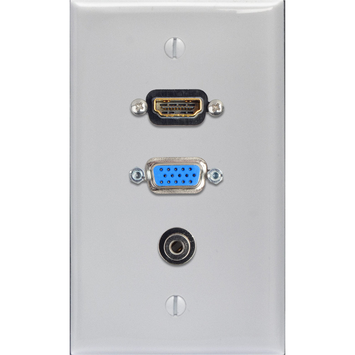 My Custom Shop WPLW-1213 1-Gang White Lexan Wall Plate 15-Pin VGA and Stereo Mini Jack