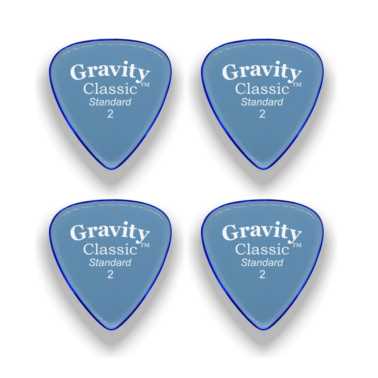 Gravity Picks GCLS2P-4pk Classic Picks Polished Standard Size 2mm Blue 4-Pack - accessories