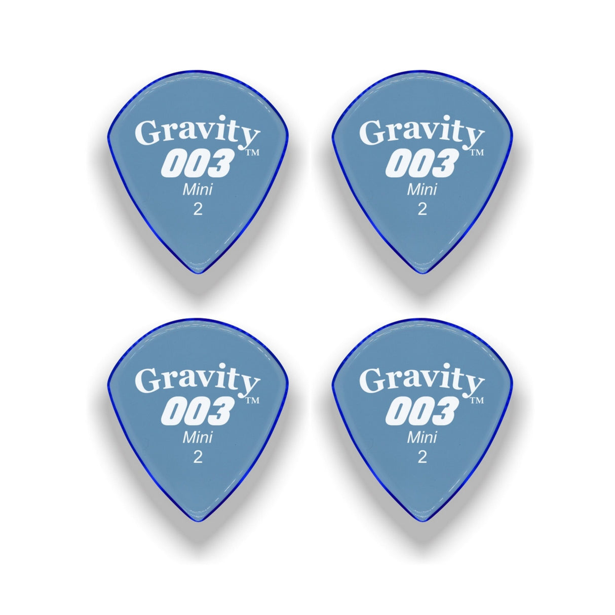 Gravity Picks G003M2P-4pk 003 Series Picks Polished Mini Size 2mm Blue 4-Pack - accessories