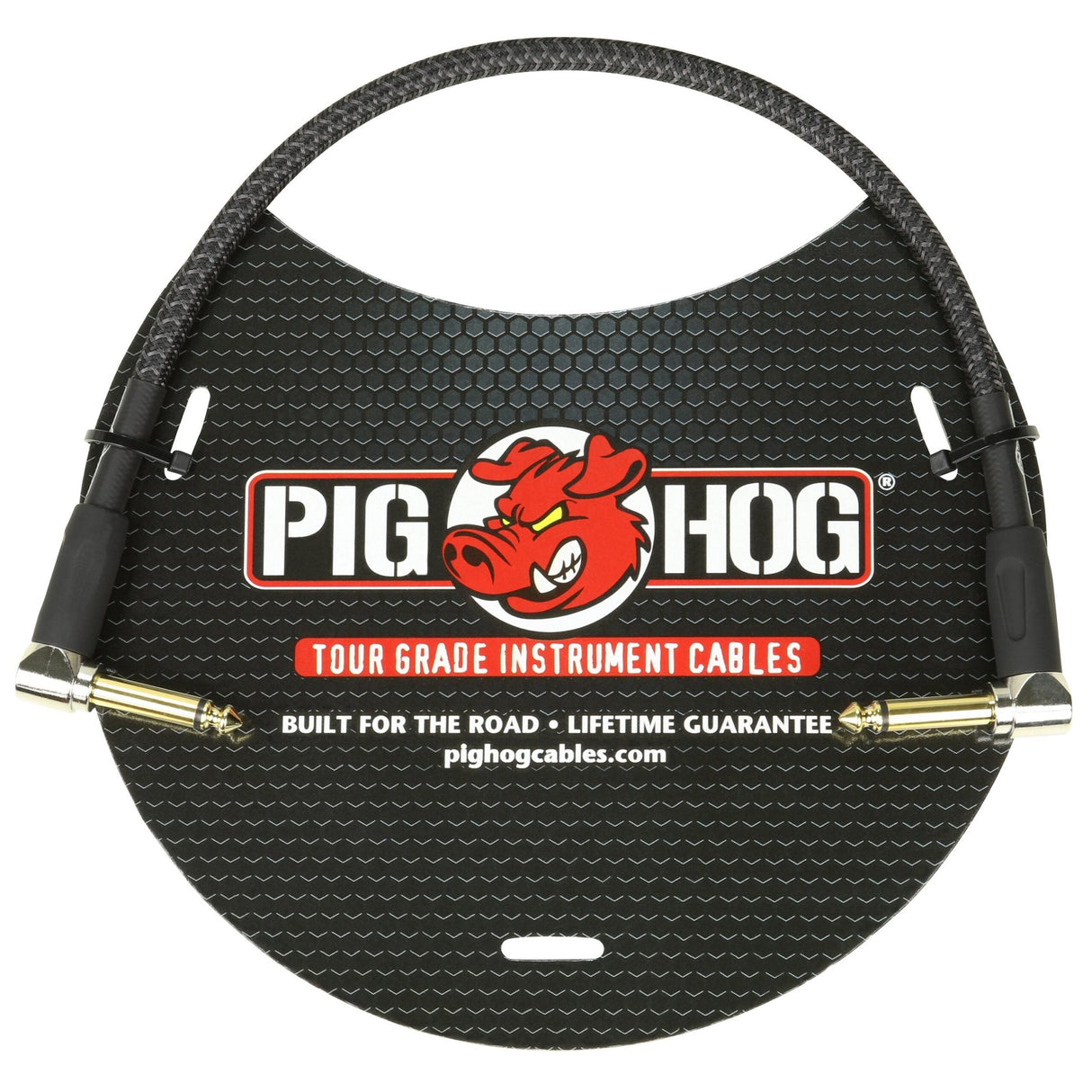 Pig Hog PCH1BKR ’Black Woven’ 1ft Right Angled Patch Cables
