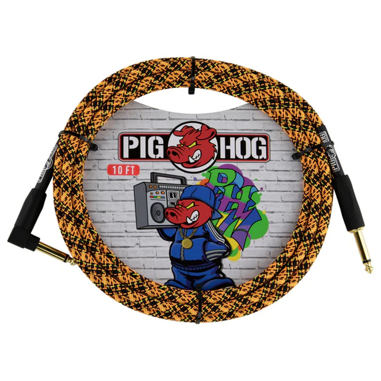 Pig Hog PCH10GORR Orange Graffiti Instrument Cable 10-Feet Right Angle