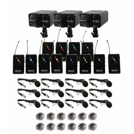 VocoPro FIELD-QUAD-FILM-12B Portable Twelve Lavalier Field/Camera-Mountable Wireless Microphone System 902-927.2 MHz