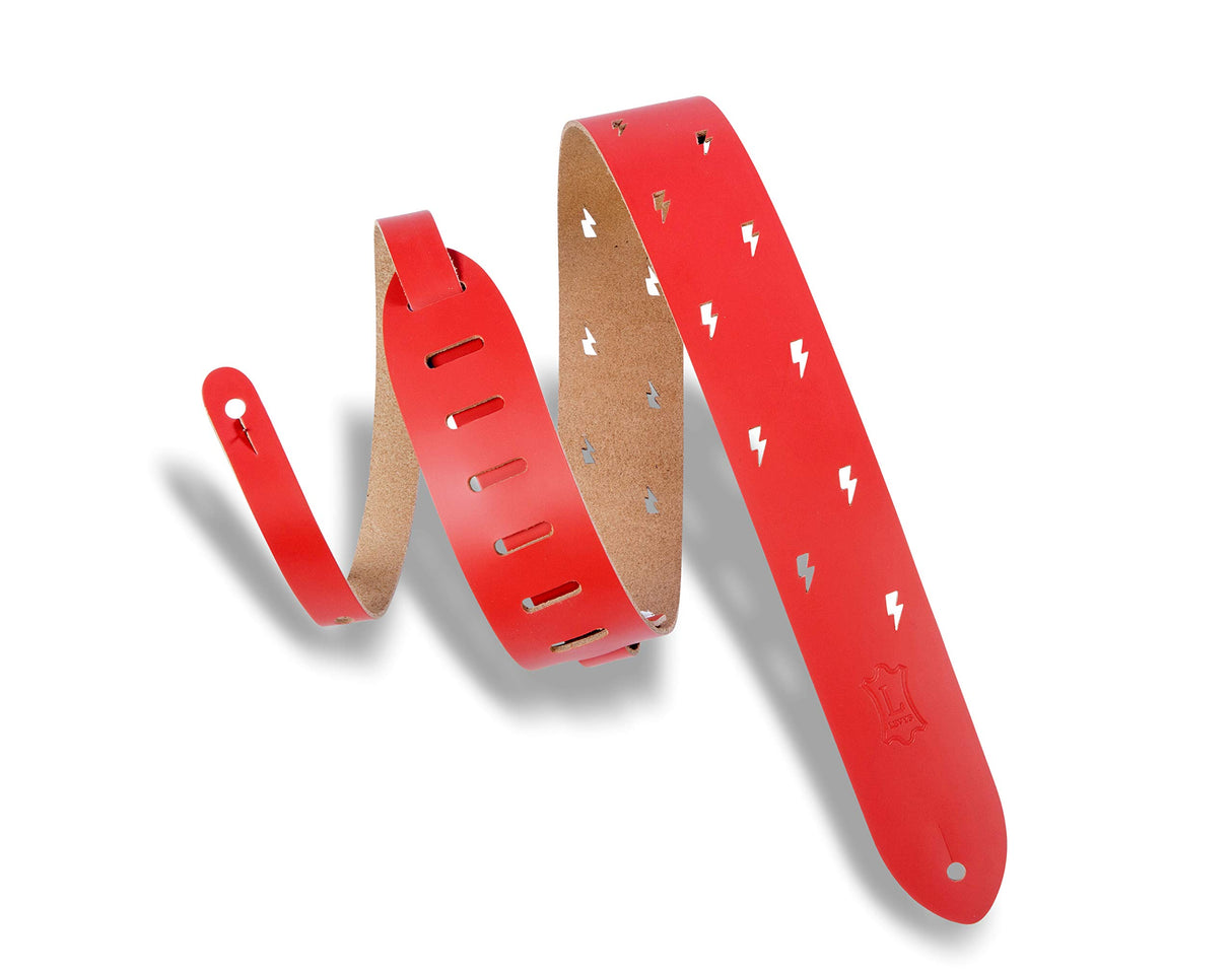 Levy’s Lightning Bolt Punch Out Guitar Strap Red - accessories