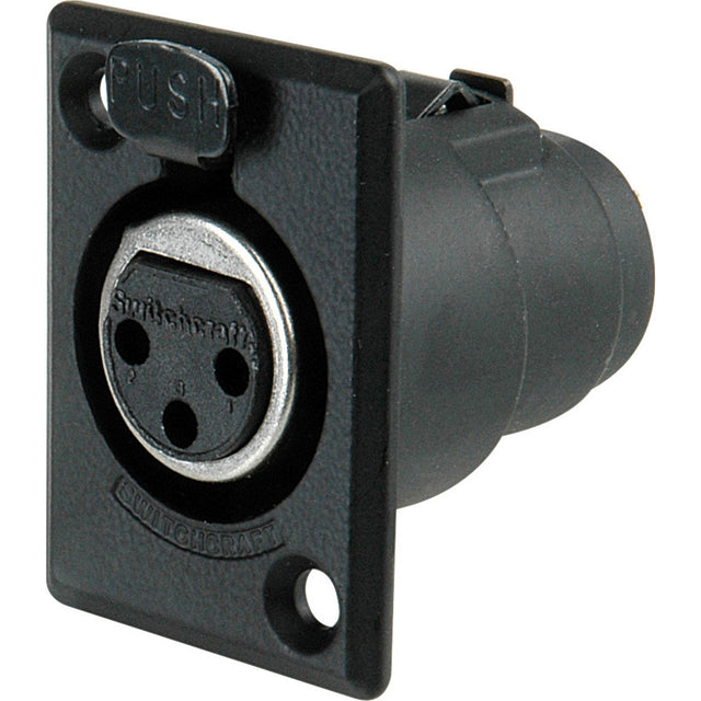 Switchcraft D3FBXBAU 3-Pin Female XLR Panel/Chassis Mount Connector Black/Gold