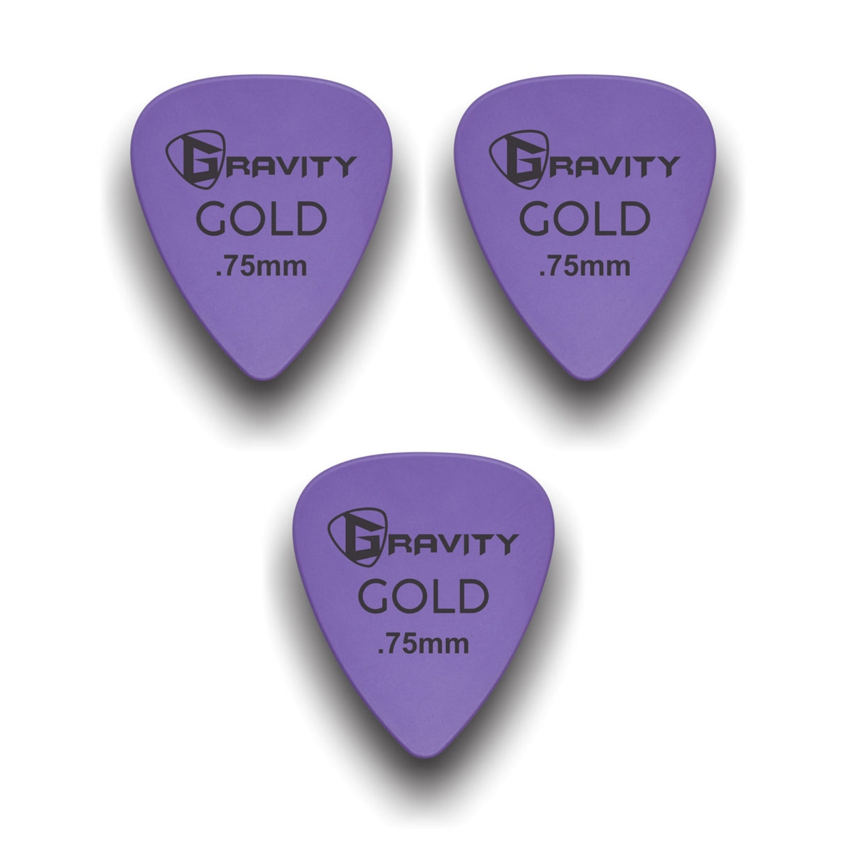 Gravity Picks GP75PU-3pk Colored Gold Series Picks Traditional 351 0.75mm Purple 3-Pack - accessories