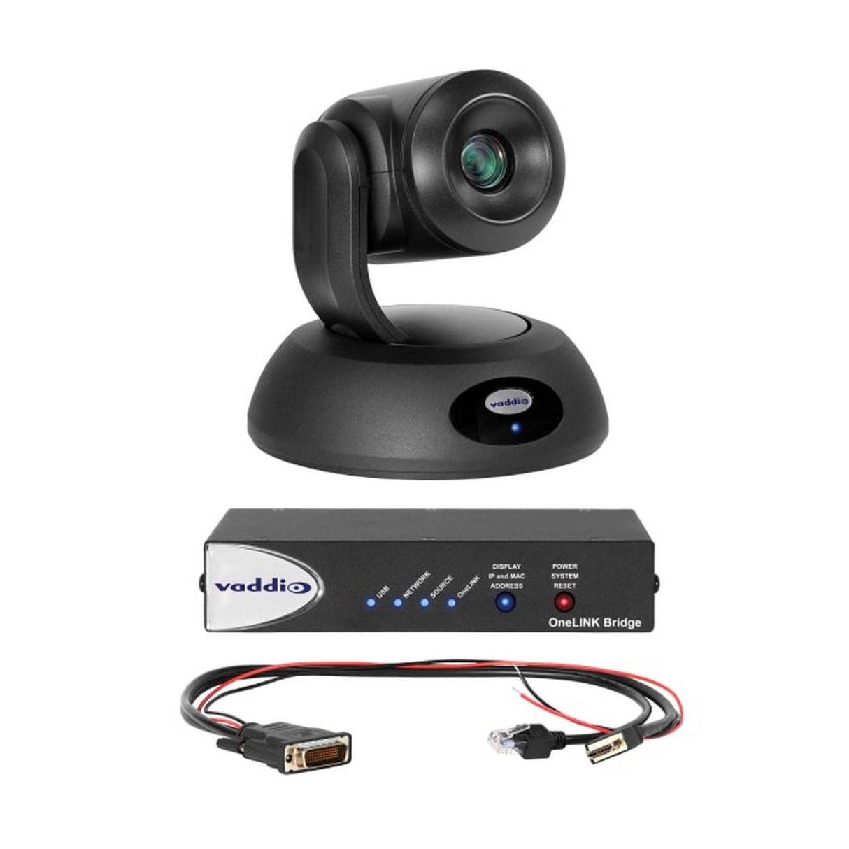 Vaddio RoboSHOT 12E HDBT OneLINK Bridge PTZ Camera System for Polycom Codecs Black