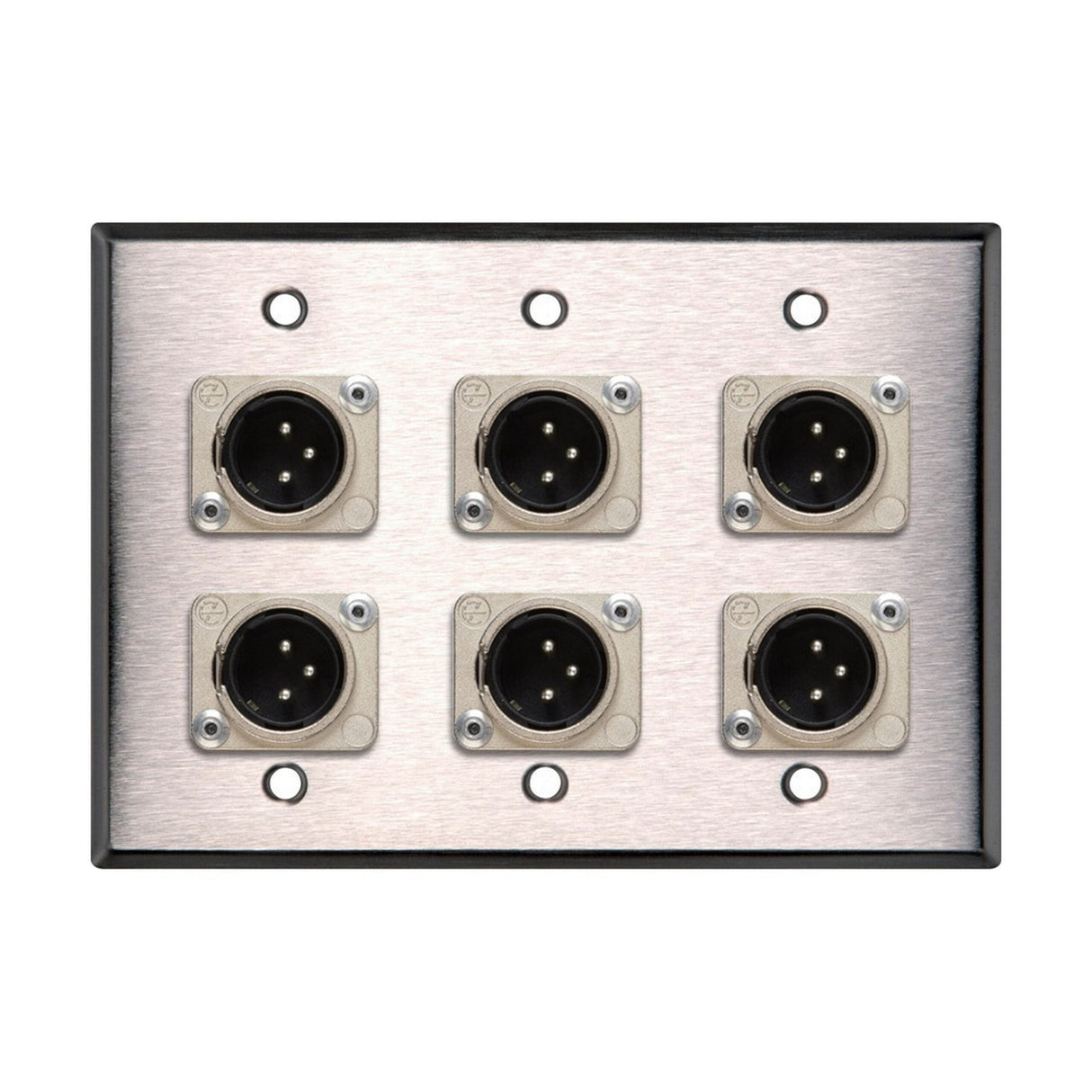 My Custom Shop WPL-3103 3-Gang Stainless Steel Wall Plate with 6 Latching Neutrik 3-Pin XLR Males