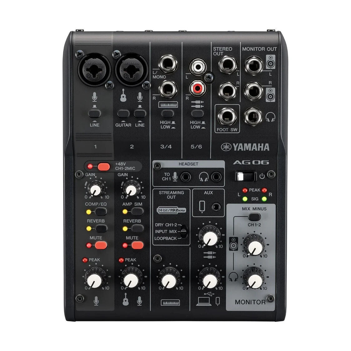 Yamaha AG06MK2 6-Channel Live Streaming USB Audio Interface Mixer Black