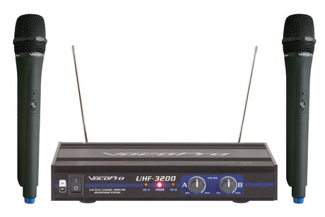VocoPro UHF-3200 UHF Dual Channel Wireless Microphone System Frequency 9