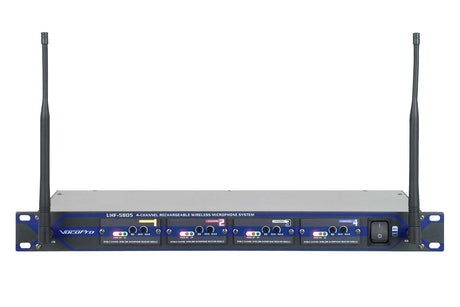 VocoPro UHF-5805 Professional Rechargeable 4-Channel UHF Wireless Microphone System Frequency 10