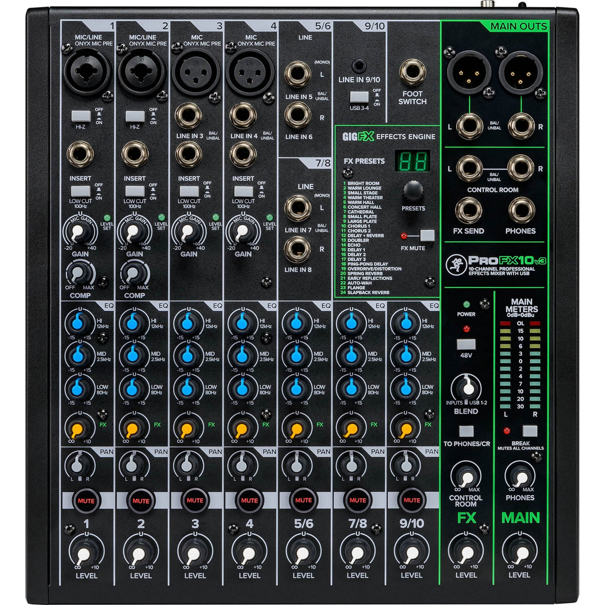 Mackie ProFX10v3 10-Channel Professional Effects Mixer with USB (Used) - used