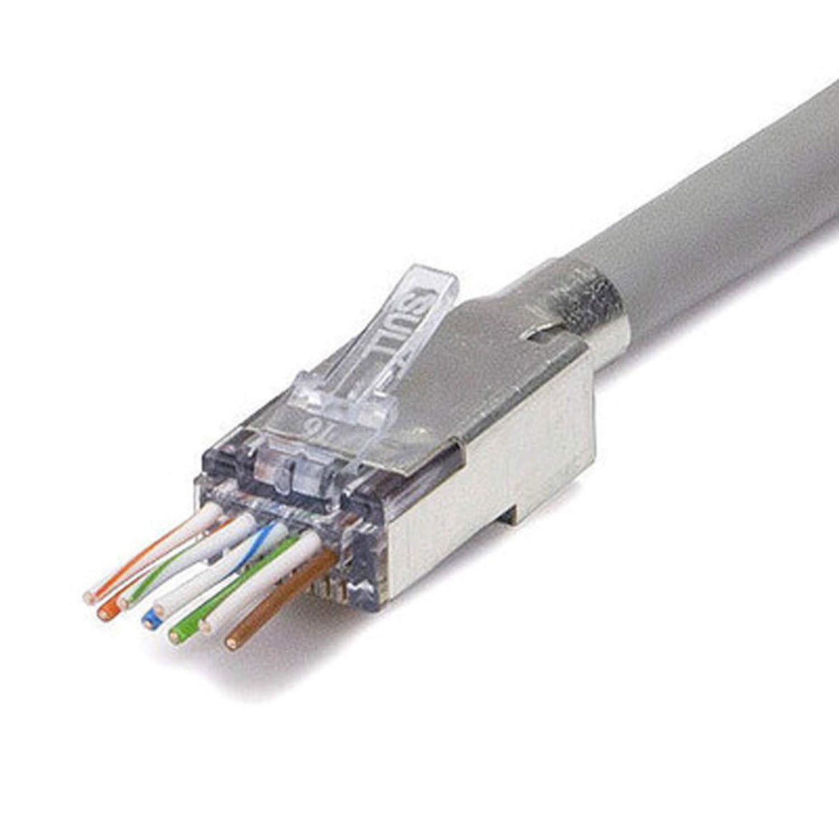 Platinum Tools 105029 ezEX 48 Shielded CAT6A Connector External Ground 100-Pack