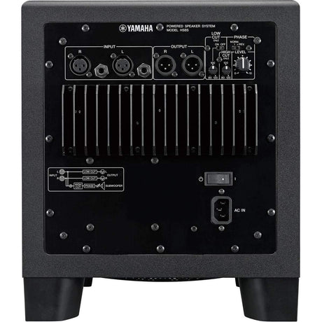 Yamaha HS8S 150W Active Studio Subwoofer with 8’’ Speaker XLR Inputs Outputs Balanced TRS Inputs Low Cut Phase Level
