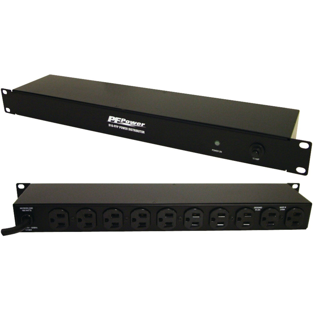 Furman D10-PFP 15A Rack Power Distribution 15A Breaker 10 Rear Outlets 1RU 6 Feet Cord