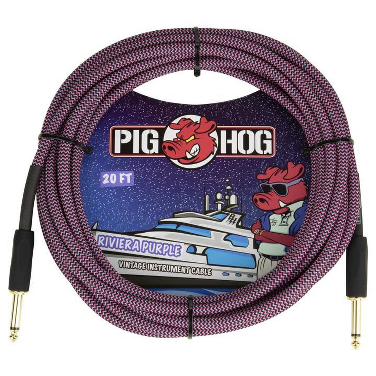 Pig Hog PCH20RPP Riviera Purple Instrument Cable 20-Foot