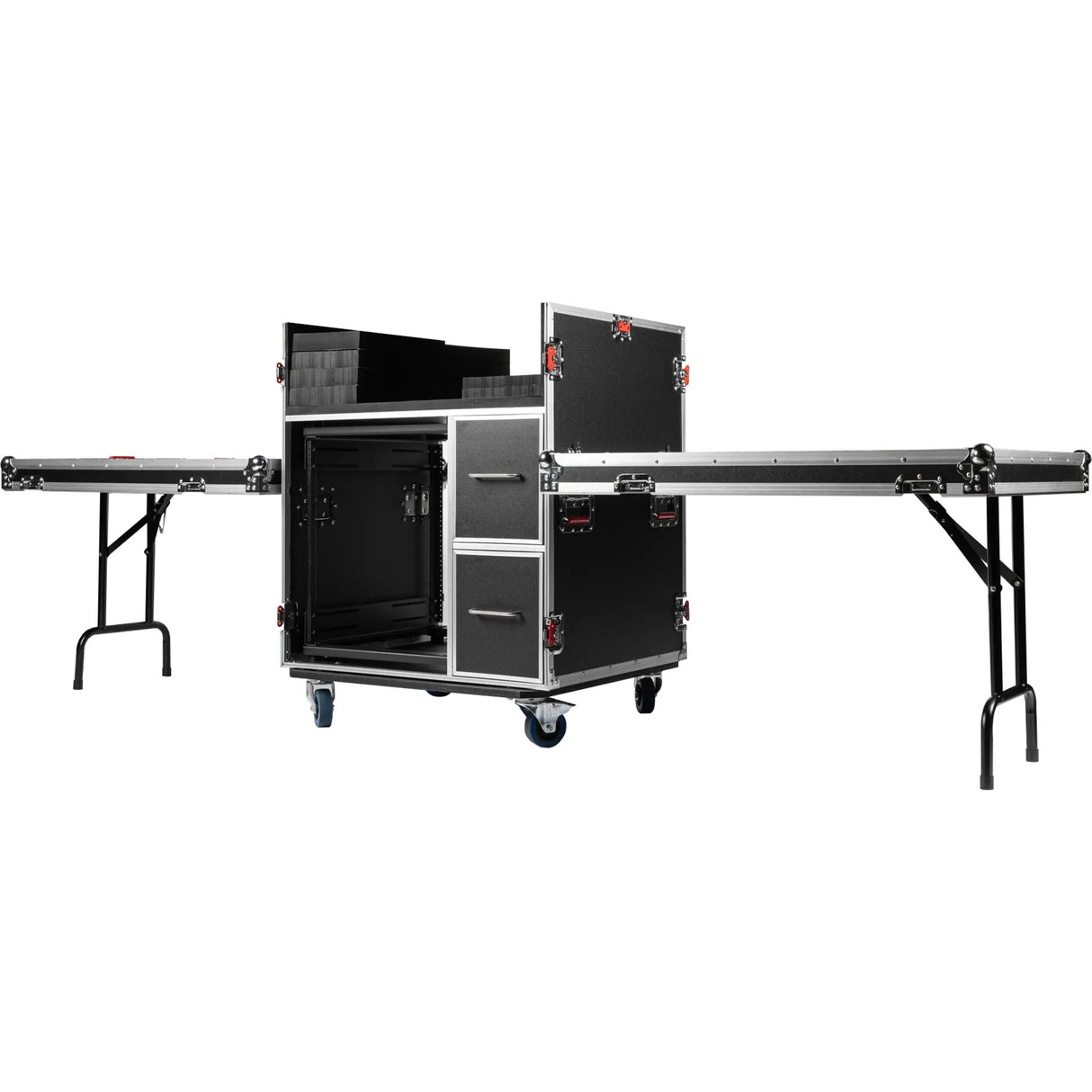 Gator GTOUR-MIXER-12U-2D2T Mixer Flight Case with 12U Rack and Tables