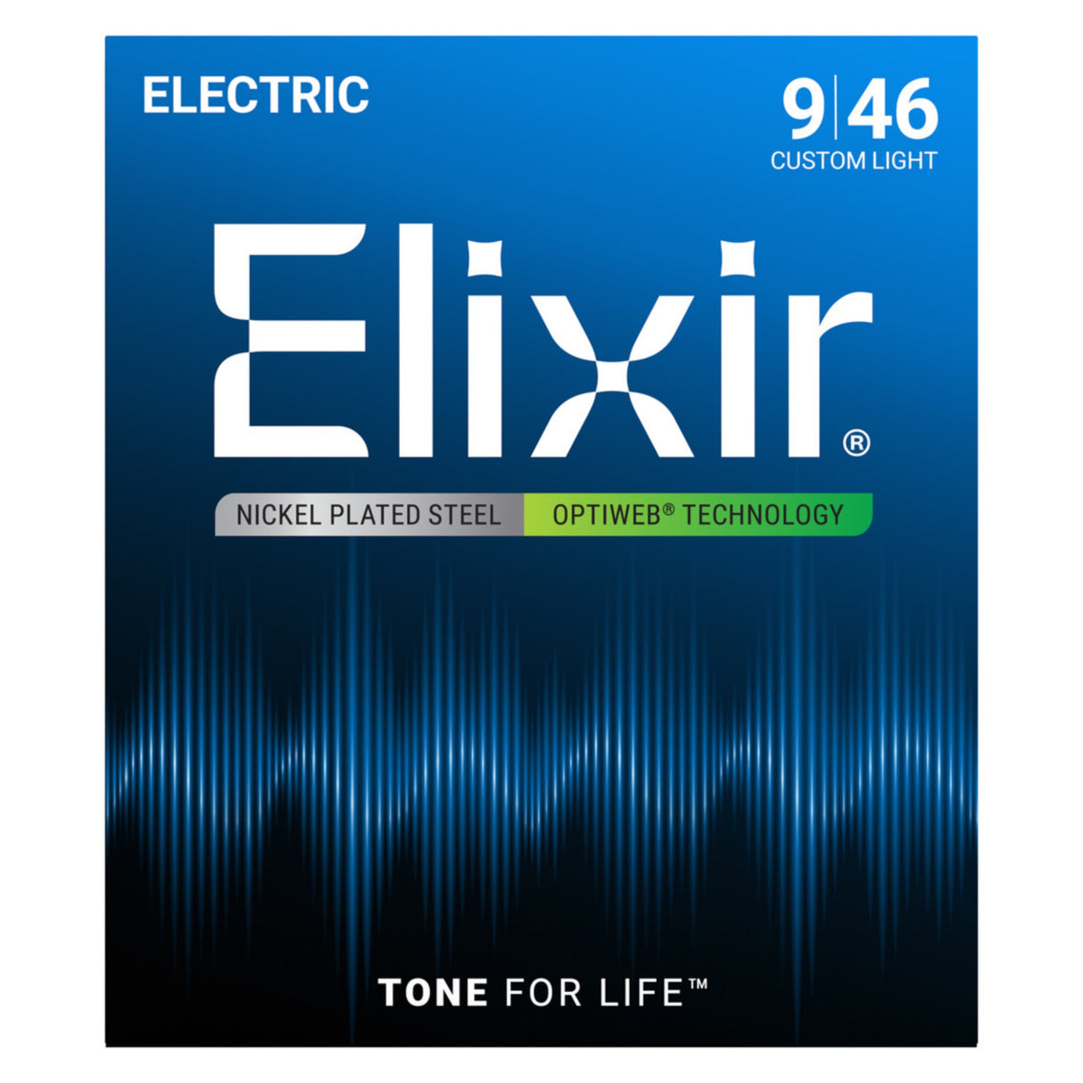 Elixir 19027 Nickel-Plated Steel OPTIWEB Electric Guitar Strings - Custom Light (9-46)