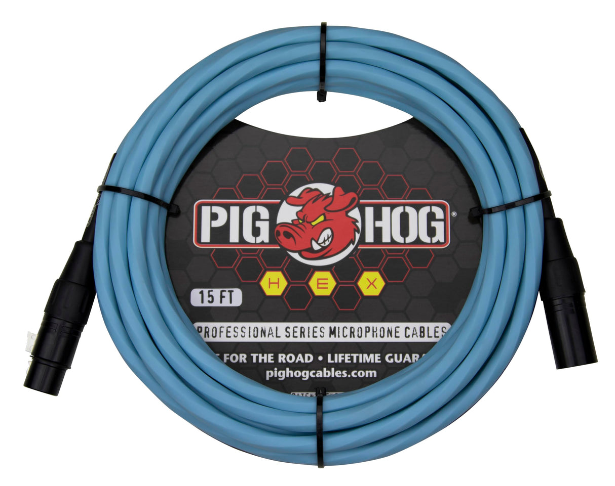 Pig Hog PHMH Hex Series XLR to XLR Microphone Cable - Daphne Blue / 10-Feet