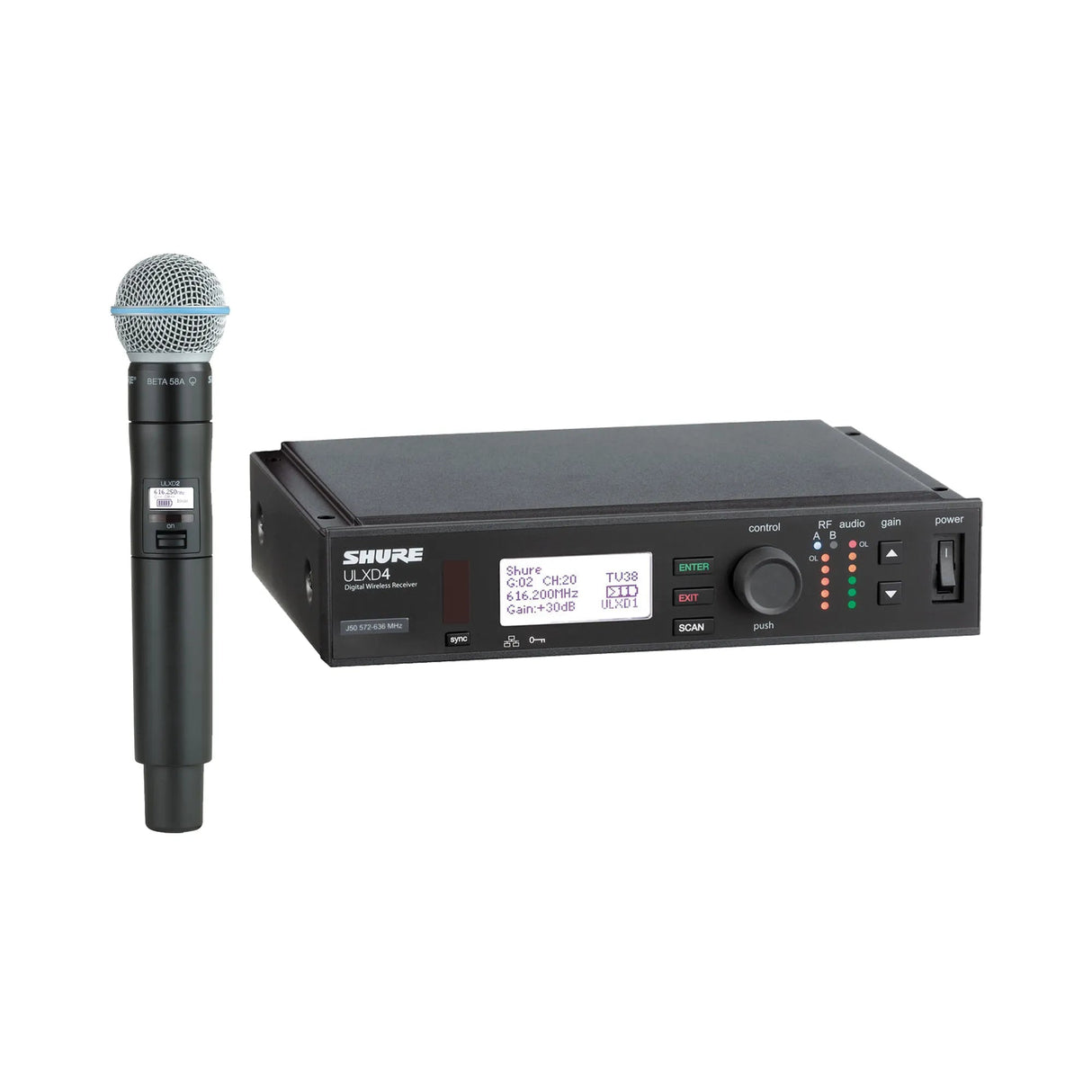 Shure ULXD24/B58 Handheld Wireless Microphone System - H50: 534 - 598 MHz