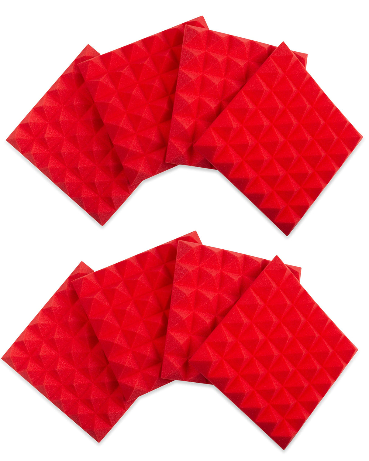 Gator GFW-ACPNL1212PRED-8PK 8 Pack of Red Acoustic Pyramid Panel 12 x 12 Inches