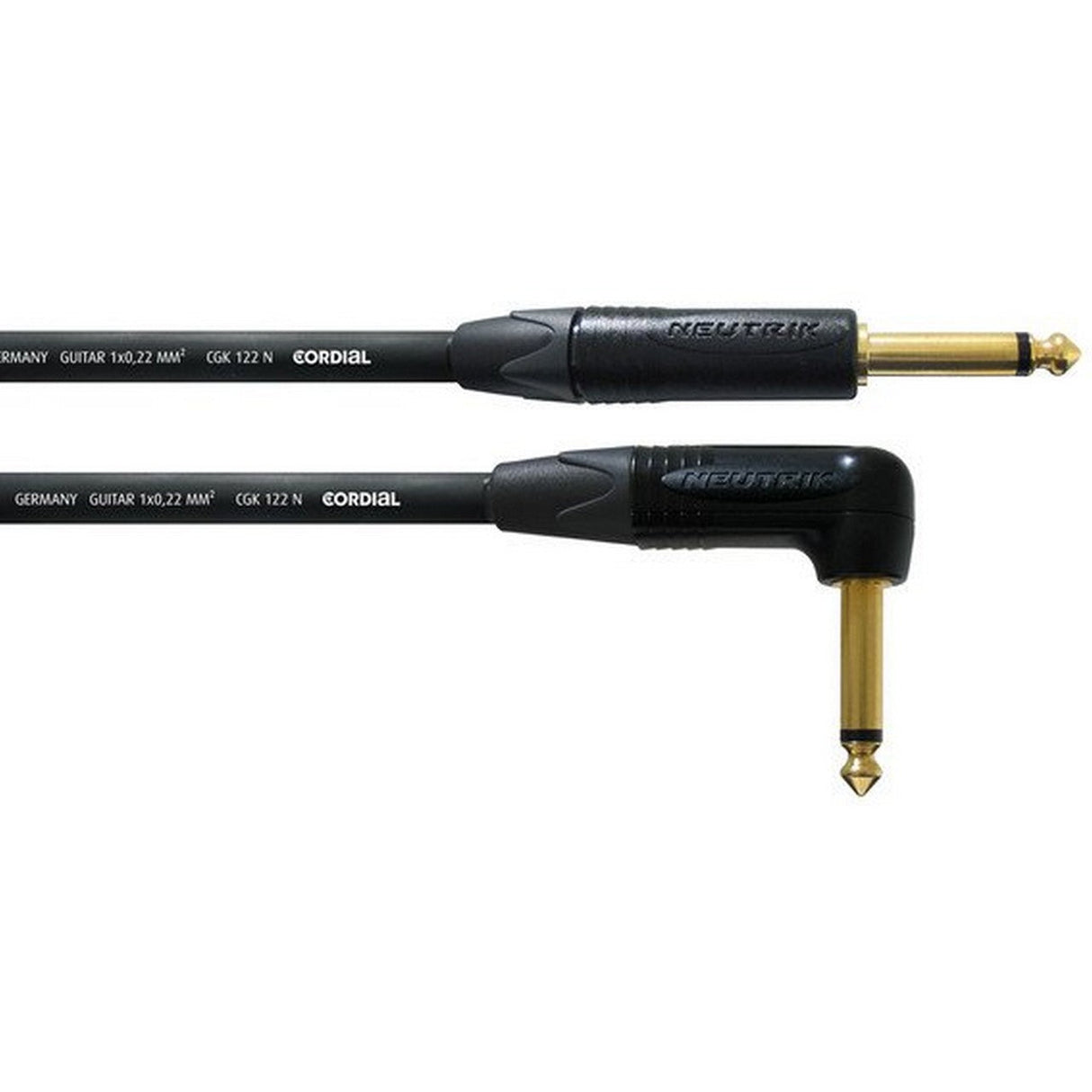 Cordial CSI 3 PR-Gold 3-Meter Neutrik 1/4-Inch Straight to 1/4-Inch Right Angle Instrument Cable (Used) - used