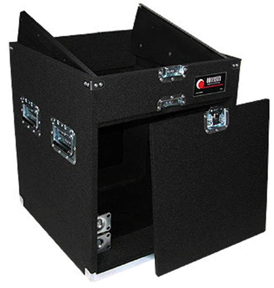 Odyssey 11 Space Slanted 10 Space Vertical Carpeted Combo Rack Case with Wheels