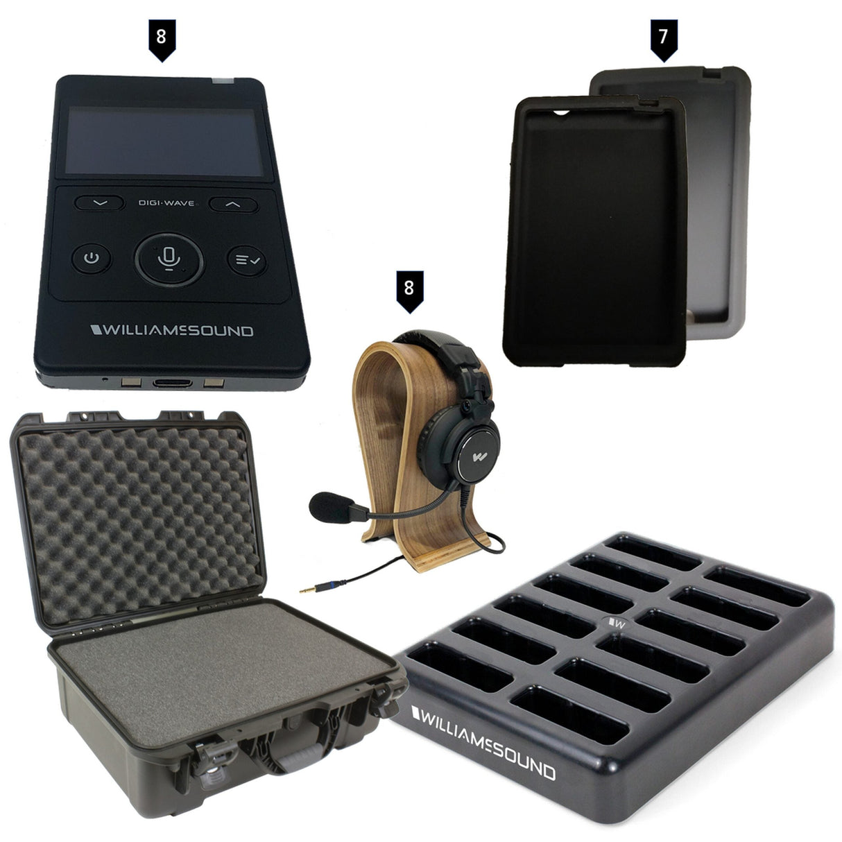 Williams AV DWS COM 8 PRO 400 Digi-Wave 400 Wireless Intercom System for up to 8 Participants