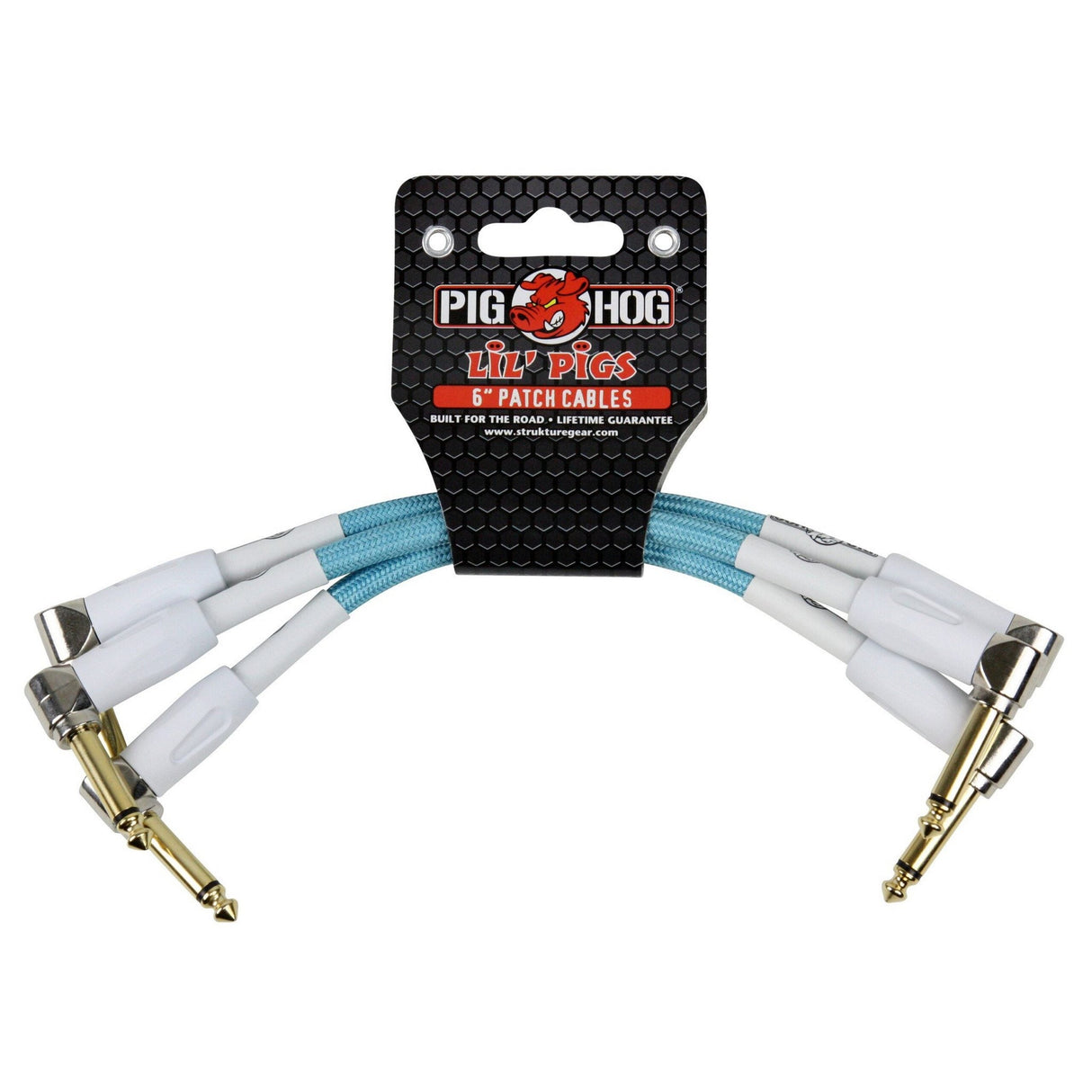 Pig Hog PHLIL6DB ’Daphne Blue’ 6-Inch Patch Cables 3-Pack