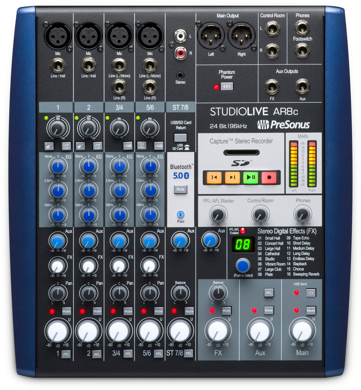 PreSonus StudioLive AR8c 8-Channel USB-C Audio Interface Analog Mixer and Stereo SD Recorder