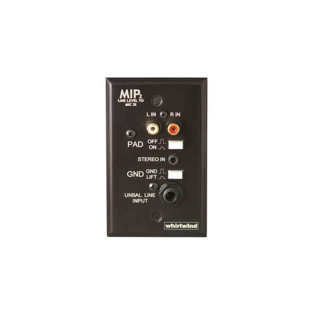 Whirlwind MIP2B 1-Gang Wall Input Plate with 3.5mm TRS Dual RCA 1/4-Inch TS Inputs Black