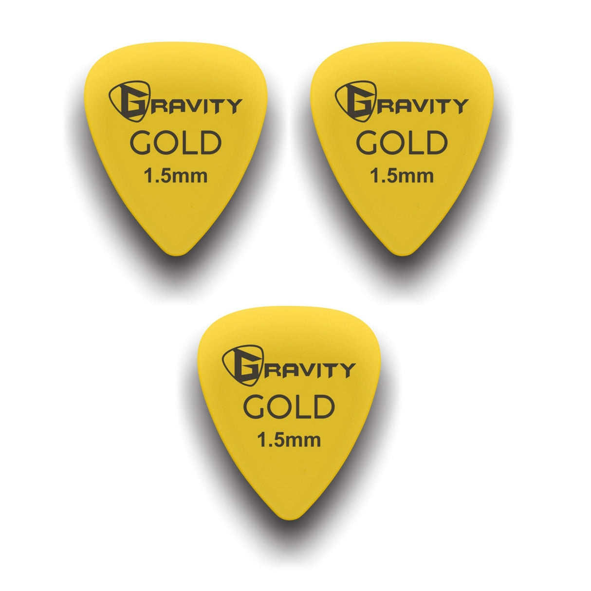 Gravity Picks GP15YE-3pk Colored Gold Series Picks Traditional 351 1.5mm Yellow 3-Pack - accessories