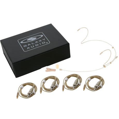 Galaxy Audio HSM4-OBG-4SEN Omnidirectional Dual Ear Headset Microphone with Sennheiser Connector Cables Beige