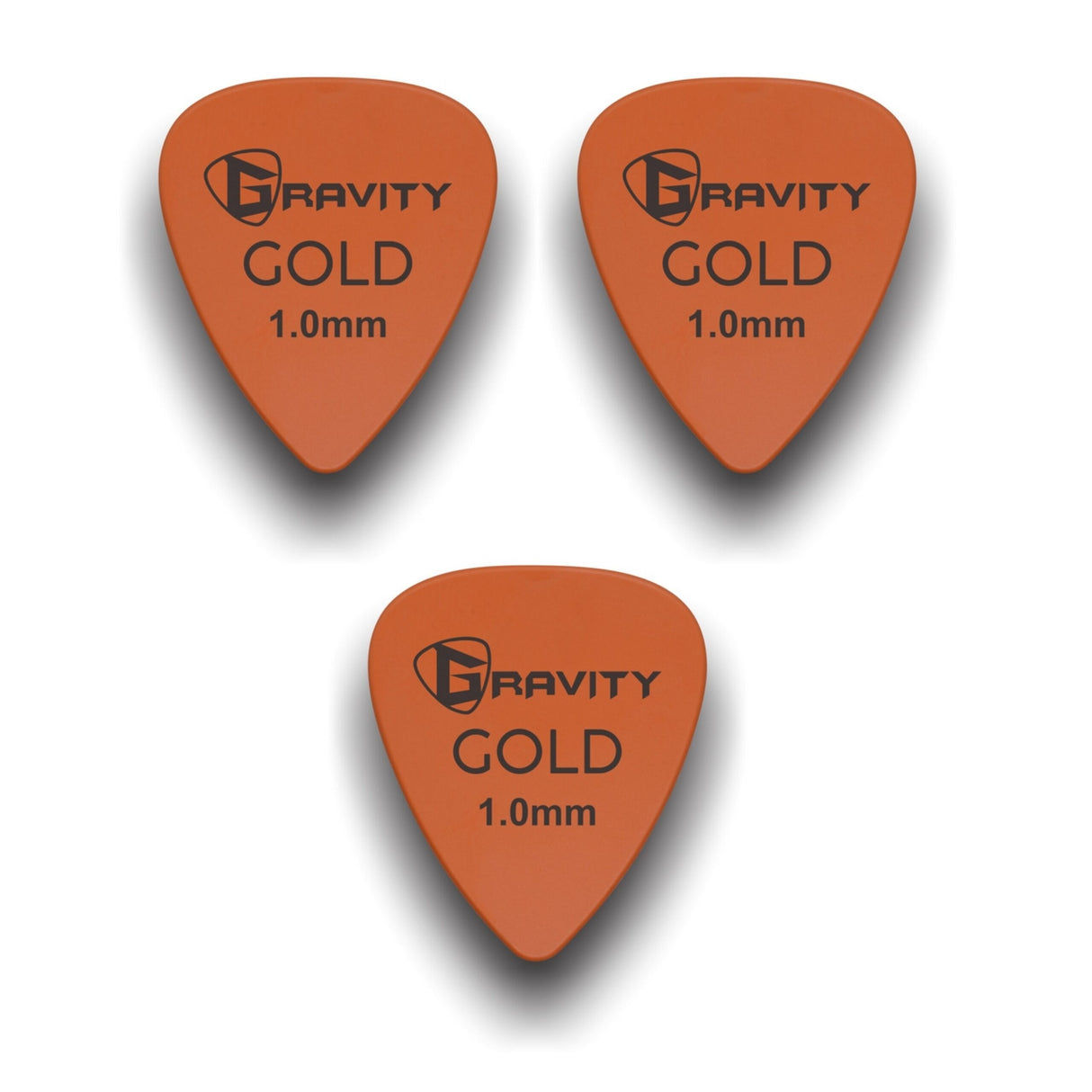 Gravity Picks GP10RG-3pk Colored Gold Series Picks Traditional 351 1.0mm Orange 3-Pack - accessories