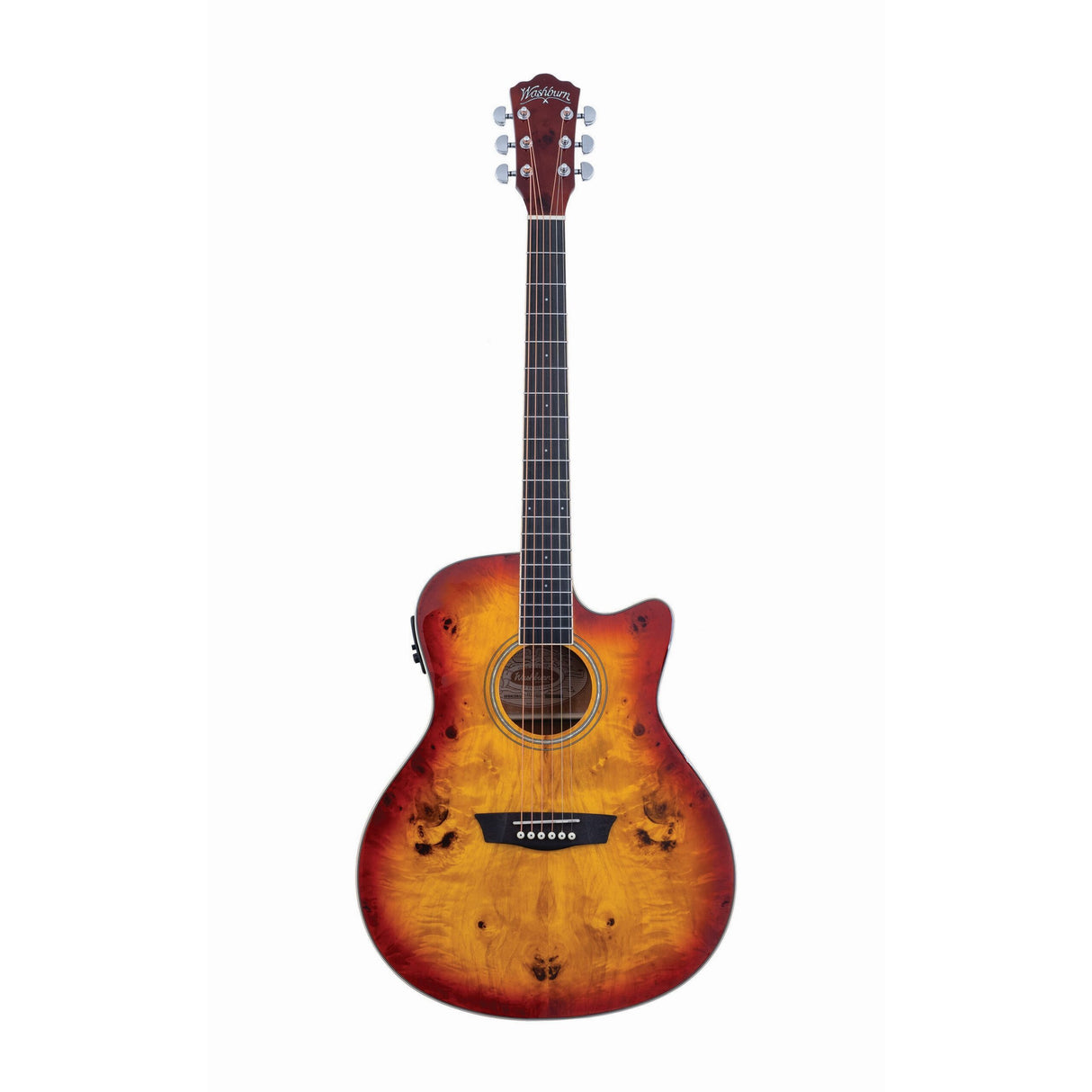 Washburn DFBACEA Deep Forest Burl Grand Auditorium Acoustic Guitar Amber Fade - guitar