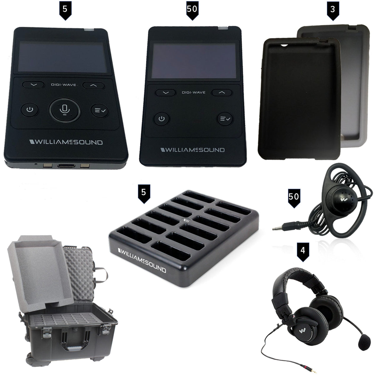 Williams AV DWS INT 5 400 RCH Digi-Wave 400 Interpretation System for 4 Languages Plus Floor Rechargeable Version