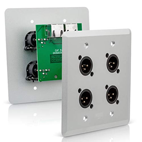 SoundTools WallCAT 2 Gang Wall Panel with 4 Male XLR to RJ45 Silver