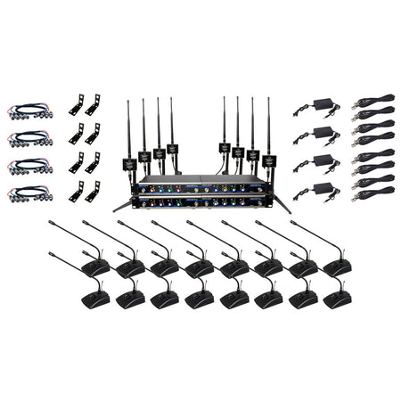VocoPro BOOST-CONFERENCE-16 Long-Range Digital Wireless Microphone System 16 Set