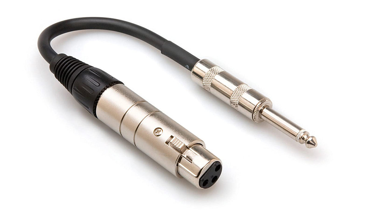 Hosa MIT-176 6 Inch XLR3F to 1/4 in TS Impedance Transformer Cable