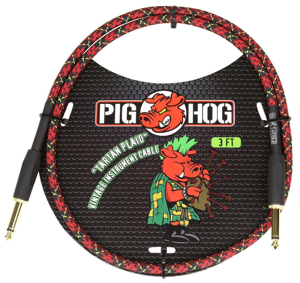 Pig Hog PCH3PL āTartan Plaidā 3ft Right Angled Patch Cables