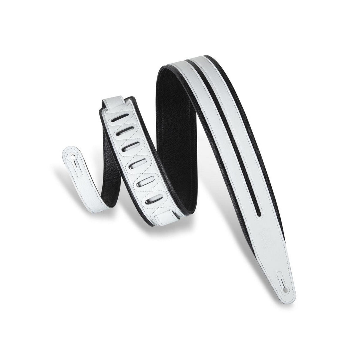 Levyās Double Racing Stripe Guitar Strap White Black - accessories