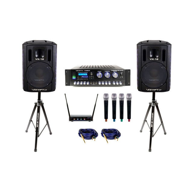 VocoPro KDJ-STAR UHF Wireless Microphone Karaoke Speaker System 12-Inch 600W