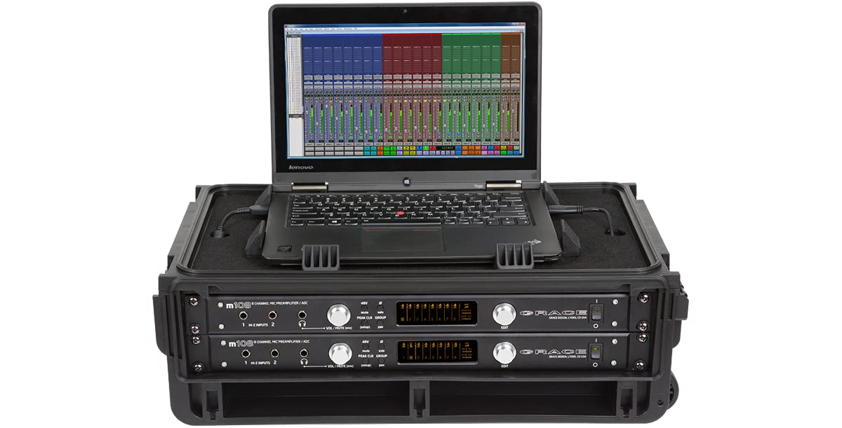 SKB 1SKB-iSF2U Injection Molded 2U Studio Flyer Rolling Rack Case