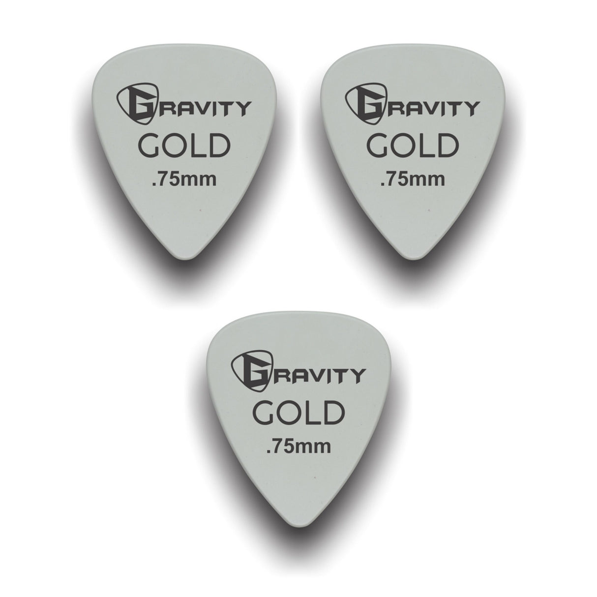Gravity Picks GP75GY-3pk Colored Gold Series Picks Traditional 351 0.75mm Gray 3-Pack - accessories