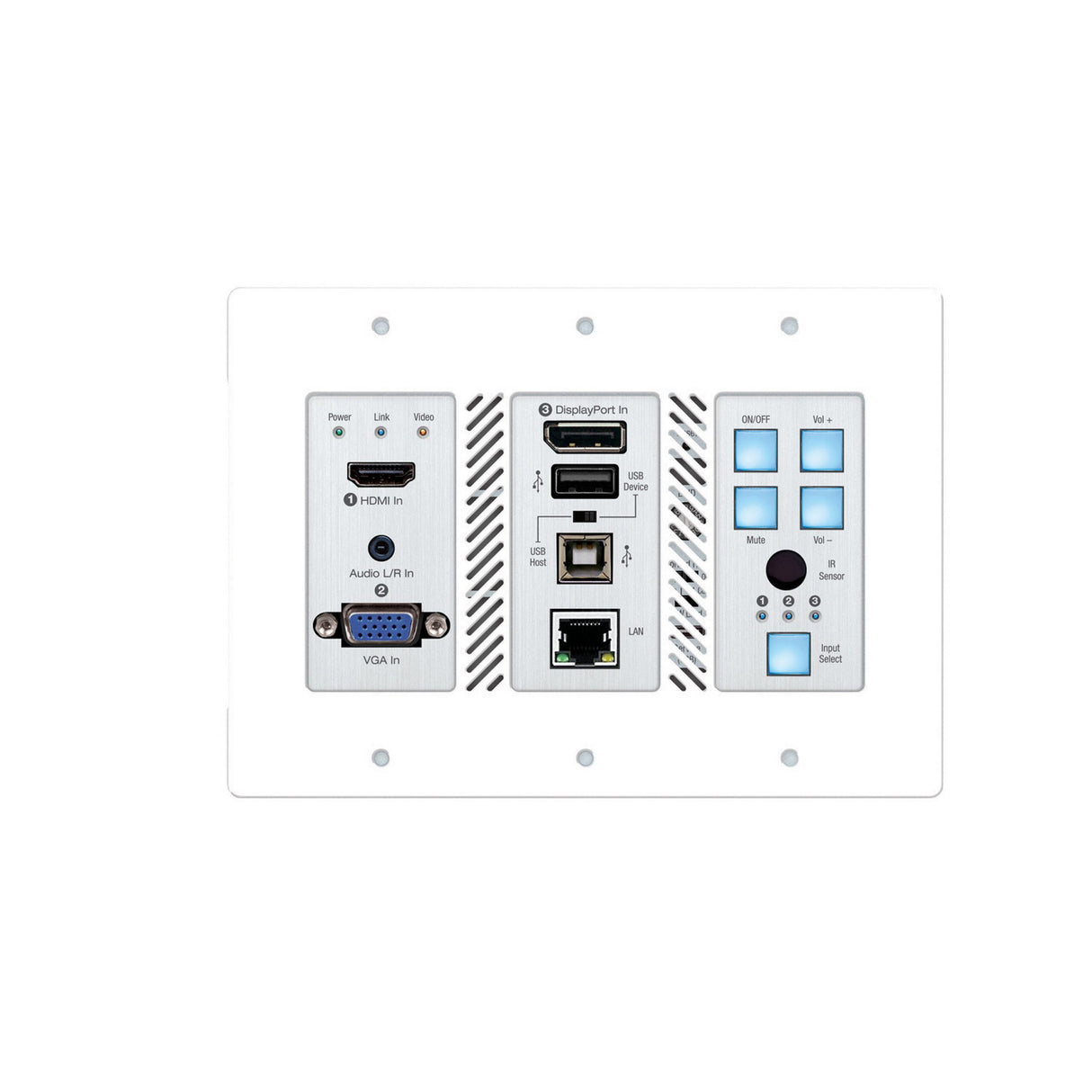 Key Digital KD-X3x1WUTx 3 x 1 4K 18G HDBaseT Transmitter Wall Plate